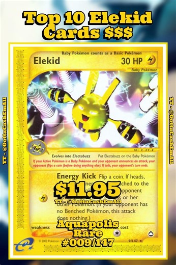 Top 10 RAREST Elekid Pokémon Cards! ⚡ #pokemon #pokemoncards #pokemontcg #pokémon #top10 #tcg