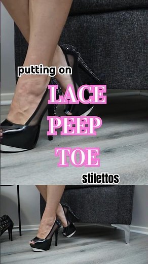 Trying On Heels : Lace Peep Toe Stilettos