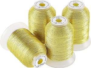 Amazon.com: New brothread 4 Gold Metallic Embroidery Machine Thread Kit 500M (550Y) Each Spool for Computerized Embroidery and Decorative Sewing