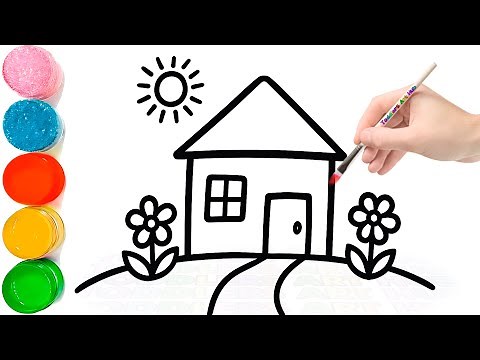 How to Draw a Simple and Easy House from Shapes for Kids | Step by Step Drawing for Beginners