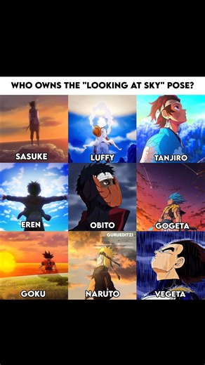 Who Owns The Looking At Sky Pose?☁️ #anime #animeedit #animeshorts #goku #naruto #vegeta #eren #7x7