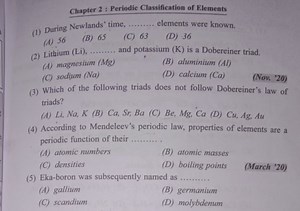 Chapter 2 : Periodic Classification of Elements (1) During Newl... | Filo