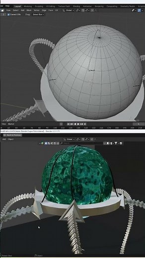 Step-by-step modeling of my Robot Water Octopus in Blender 🌊🤖 #blender #creativeblender