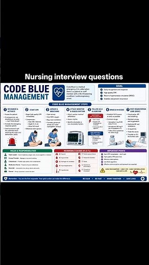 🚨 Nursing Interview QuestionsCode Blue Management#CodeBlue #NursingInterview #CPR #ACLS #shorts