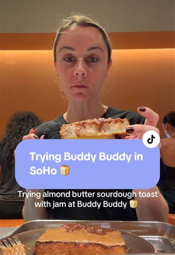 Almond Butter Sourdough Toast with Jam at Buddy Buddy SoHo