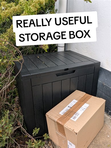These outdoor storage boxes are great for storing garden cushions or toys and you can use them as a parcel box for deliveries. #storagebox #outdoorstoragebox #tiktokmademebuyit