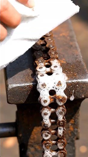 Rusty Bicycle Chain Cleaning Satisfying Macro