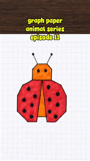 Graph Paper Animal Drawing episode 11 | ladybug Sketch 🐞✨ #ladybugdrawing #graphpaperdrawing #shorts
