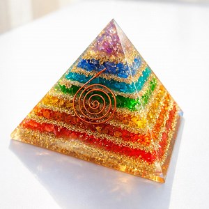 Seven Chakra Orgone Pyramid 90 Mm Energy Generator | Layered Orgonite Chakra Crystal Pyramid With Copper Coil | Meditation Desk Decor - Etsy Australia