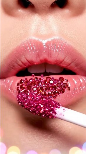 Extreme Close-Up Glossy Lips 💋 | Shiny Gem Lipstick Transformation & Soft Clicking ASMR Sounds ✨