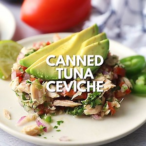 https://www.skinnytaste.com/canned-tuna-ceviche/ Canned Tuna Ceviche –Transform ordinary canned tuna into a zesty, flavorful lunch by adding fresh lime juice, cilantro, jalapeño, tomato and avocado – so good! | Skinnytaste