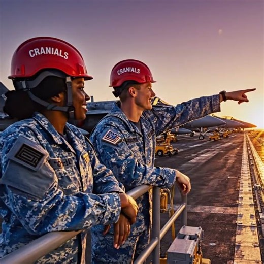 트라이던트 작전에 참여하는 미 항공모함의 승무원들이 석양을 즐기고 있다 トライデント作戦に参加する米空母の乗組員たちが夕日を眺めている