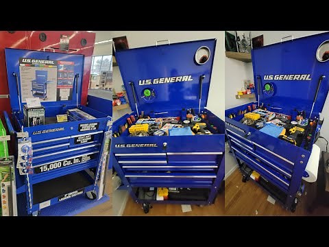 HARBOR FREIGHT US GENERAL 5 DRAWER TOOL CART Unboxing, Assembly, First Mods, and Review.