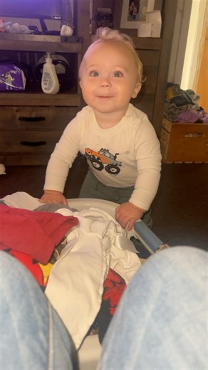 He helps me take them out of the basket onto the floor 😂😅 | Stacy Mack