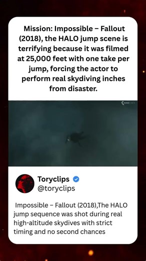 Mission: Impossible Fallout (2018), The Halo jump was filmed in one real take