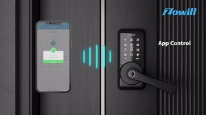 Zowill Smart Door Lock, Keyless Entry Door Lock with Handle, Fingerprint Deadbolt with App Control, Biometric, Auto Lock, Easy Installation