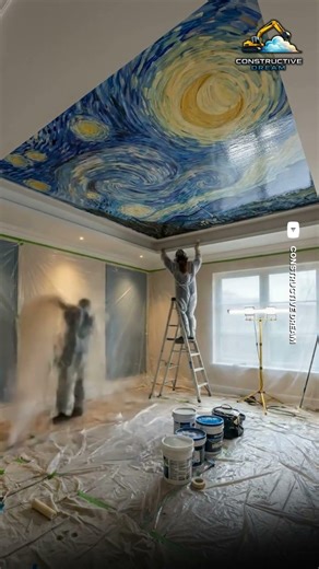 This Ceiling Turns the Room Into Art 🌙 #ceilingdesign #EpoxyCeiling #interiordesign #ArtCeiling