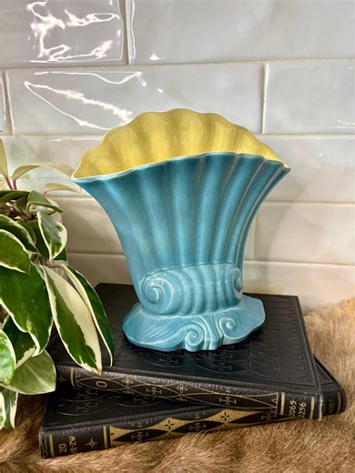 Vintage MCM Red Wing Pottery Vase – Blue & Yellow Mid-century Modern Ceramic Planter - Etsy