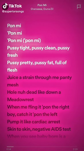 Clean and Fresh Lyrics for TikTok | Shenseea Pon Mi Song Lyrics