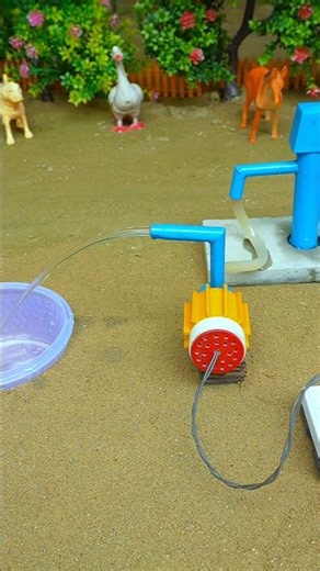 Mini hand pump project water with supply motor drinks goats duck dog farm #waterpump #shorts #784