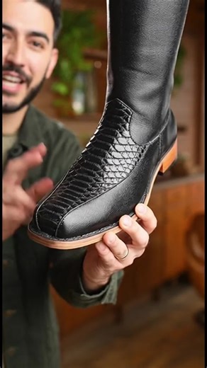 Men’s Tall Leather Boots Western Style Snake Print Zipper Closure Versatile Footwear #MensTallLeatherBoots #WesternStyleBoots #SnakePrintFootwear #ZipperClosureBoots #VersatileMensBoots