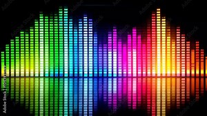 Colorful music equalizer bars reacting to song beats, wave Full HD video footage download