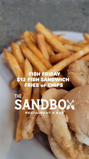 Reel in your Friday plans 🎣🐟 $12 Fish Sandwich Fries or Chips $5 Long Island flavored teas $2 off signature cocktails | The Sandbox