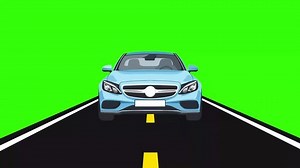 classic sports car 2d driving animated cartoon car driving on highway green screen 4k