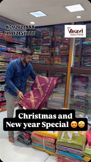 Shri Vasavi Saree Centre Kalaburagi on Instagram: "New Collection of Fancy Work Sarees💯😍 Christmas and new year special 👌🏼 Welcome to Shri Vasavi Saree Centre, your ultimate destination for exquisite sarees that blend tradition with modern elegance. From rich Kanjivarams to lightweight Chiffons, and stunning Banarasis to trendy designer pieces, we have it all to make you stand out on every occasion. 💫 What to Expect: • Exclusive budget friendly sarees • Various varieties of Fancy and Design