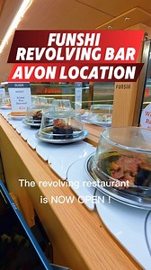 FUNSHI REVOLVING BAR Avon location is open now!!we have Sushi,Ramen, Boba! Come feel the spin!!! #cleveland #Funshi #avonohio #Sushi #Ramen #boba #foodies #newopen | Funshi