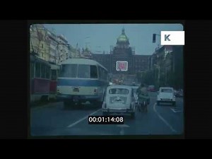 1960s Prague Driving, POV from car, Czech Republic in HD from 35mm