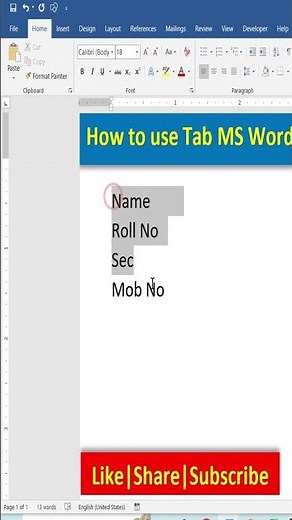 Work from home Jobs ||Tab Setting in Microsoft Word