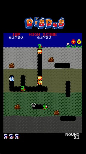 Dig Dug Round 21 - Classic Arcade Gameplay#shorts