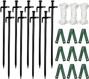 27 PCS Heavy Duty Steel Tree Stake Kit,Tree Support Stakes for Garden Plants,Tree Straightening Kit Against Bad Weather,9Pcs Tree Straps,9Pcs Metal Stakes,9Pcs 13FT Rope for Anchoring