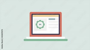 System update or new computer program installation, loading data and software, settings and support update. 2d animation 4k clip, Internet technology.