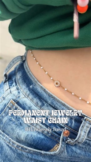 PERMANENT WAIST CHAIN ☀️✨ How perfect is this permanent waist chain?! Permanent jewelry really makes accessorizing so effortless; especially when your permanent jewelry isn’t limited to just bracelets and anklets. @flawlessly.fused you can get rings, toe rings, necklaces, hand chains, bracelets, anklets, waist chains, and more! #permanentjewelry #permanentjewelryexperience #seattle #tacoma #washingtonstate #permanentwaistchain #waistchain #waistchains #seattlepermanentjewelry #permanentjewelrypo