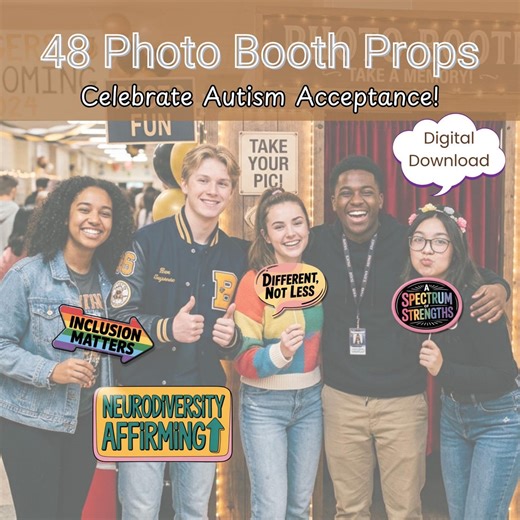 Autism Acceptance Photo Booth Props | Neurodiversity Celebration Week Activity | Autism Acceptance School Event | Printable Photo Props - Etsy