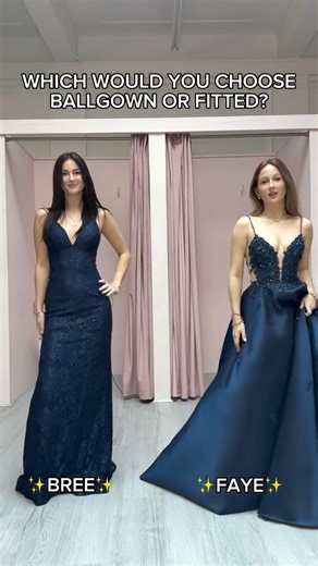 Which Navy Prom Dress would you choose? ✨💙 Ballgown or fitted? 🤩 Prom 2026 is here and we have the biggest and best collection of prom dresses in the UK ✨💖 Head to our website to book your appointment or shop online @dress2party www.dress2party.net | Dress 2 Party
