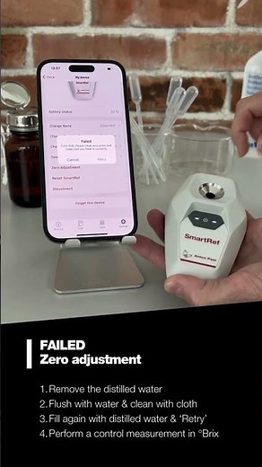 What to do if the zero adjustment with the SmartRef Refractometer failed