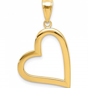 14K Yellow Gold Polished Crooked Heart Pendant (29 X 17) Made In Turkey k4664