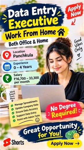 Data Entry Work From Home Job 2026 | ₹16,700–₹33,300 Salary | 0–4 Years Experience 🔥