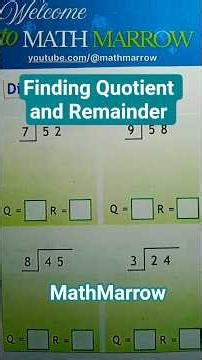 In a division operation how to find Quotient and Remainder @MathMarrow