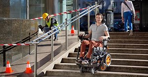 Topchair-S wheelchair has no problem with stairs