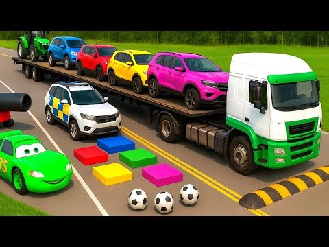 Flatbed Truck McQueen / Transportation with Truck / Pothole vs Car 52 / Mao Drive BeamNG