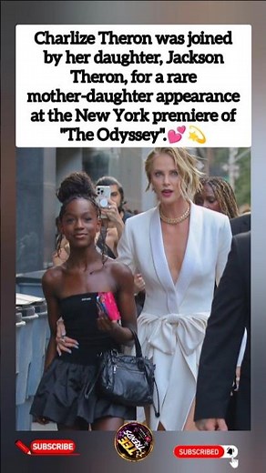 ❤️✨Charlize Theron and Daughter Jackson Share Rare Red Carpet Moment at The Odyssey Premiere #shorts