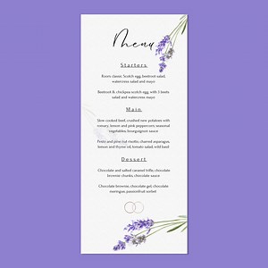 Wedding Menu Template - Editable and Printable Wedding Menu - Provence - Lavender - fully editable - French - South France - Floral Menu - Etsy France