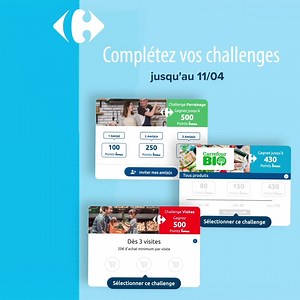 Où en êtes-vous dans vos challenges ? 🤩 Tentez de remporter jusqu'à 50€* sur vos marques préférées en participant sur bonuschallenge.be 🤗 | Carrefour
