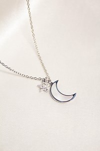 Celestial Moon and Star Necklace, Mother-of-pearl Stainless Steel Pendant - Etsy
