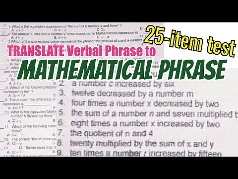 Conversion of Verbal Phrase to Mathematical Phrase | Algebraic | Word Problem to Equation