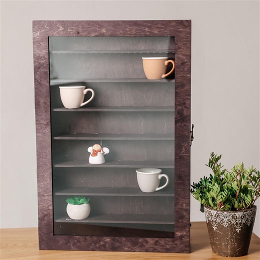 Coffee Mug Display Rack, Led Display Case, Coffee Mug Display Shelf, Wood Cabinet,mug Shelf Display, Wall Mounted Coffee Cup Holder - Etsy